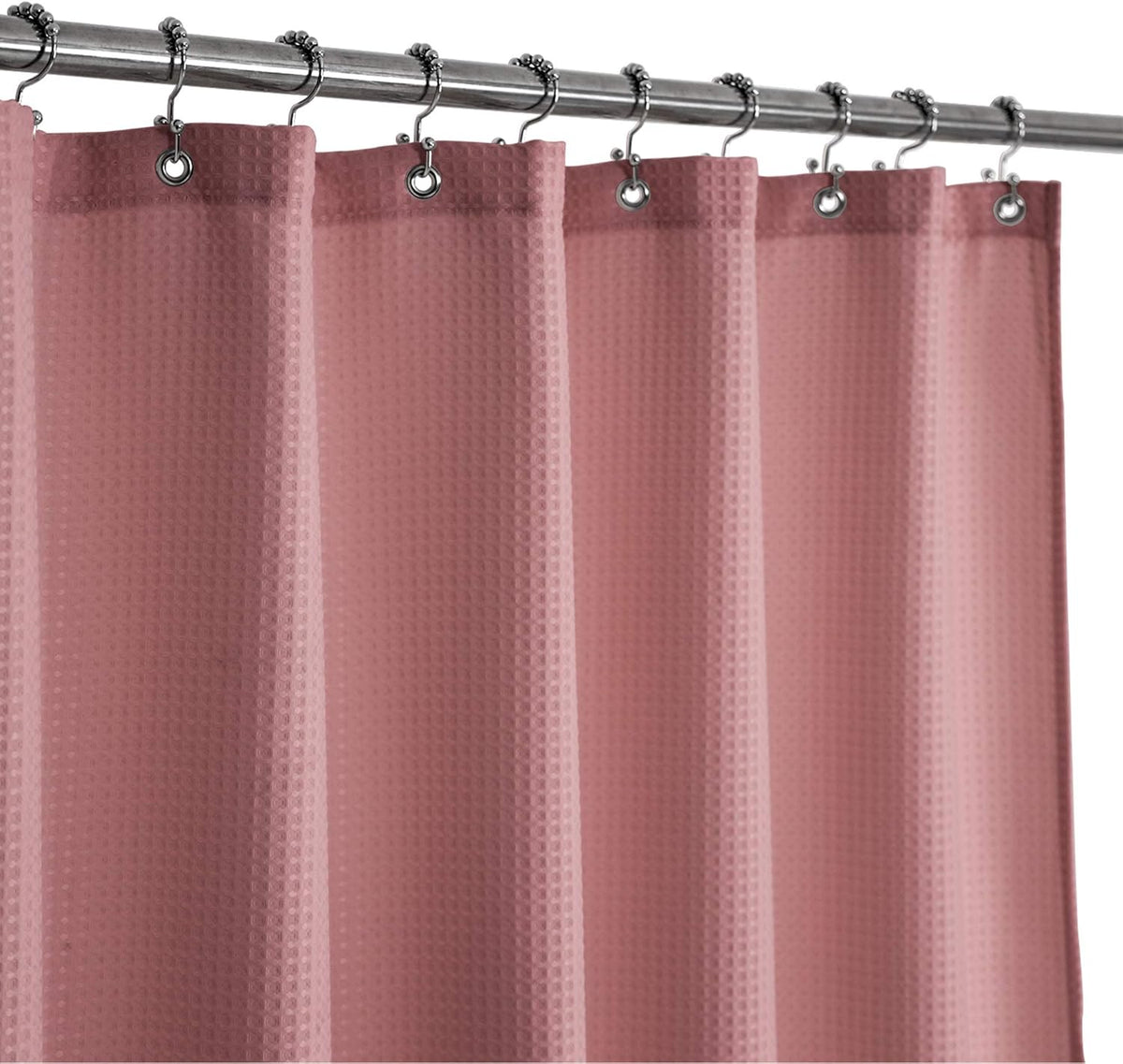 Design Waffle Weave White Shower Curtain Hotel Luxury Quality, Fabric Shower Curtains for Bathroom, Pique Pattern Cloth, Water Repellent and Machine Washable, Standard Size 71" x 72"