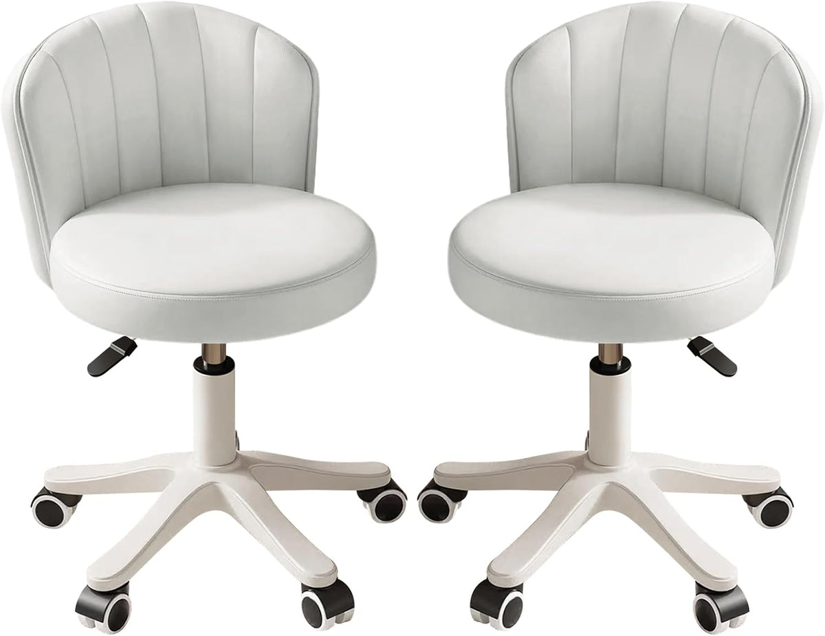 Small Round Rolling Desk Chair Armless Comfy Vanity Computer Chair Height Adjustable Swivel Work Spa Chair