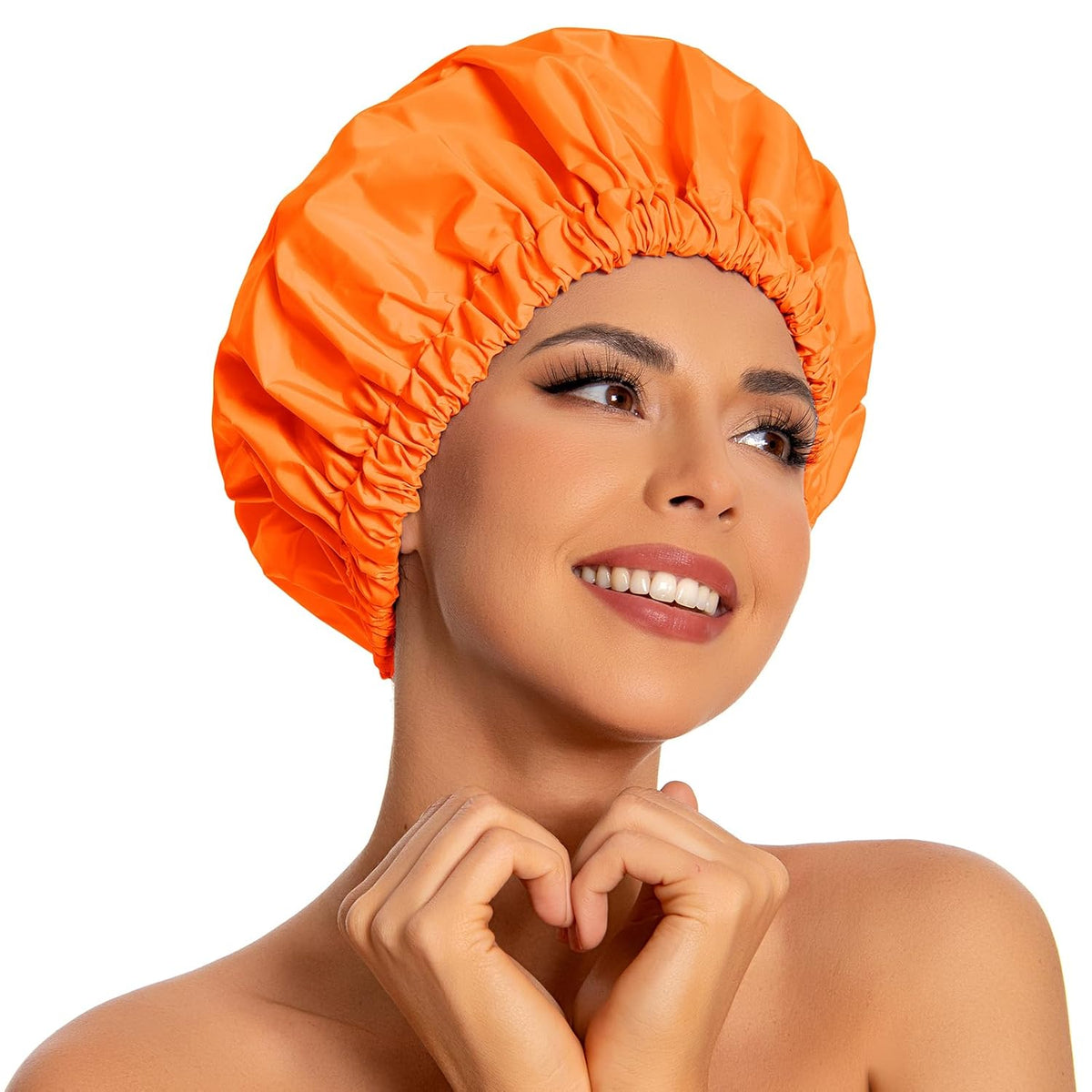 Reusable Shower Cap for Women, Large Waterproof Shower Bonnet Washable Elastic Band Bath Hair Hat for Long Hair, Braids(Green)