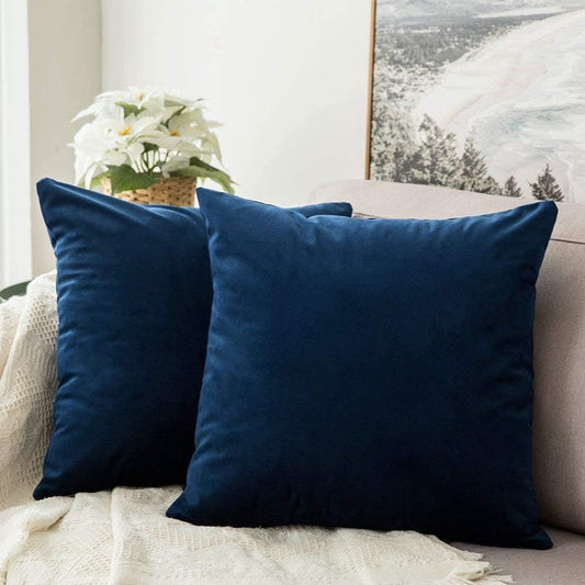 MIULEE Velvet Throw Pillow Covers 18x18 Inch, Pack of 2 - Dark Blue, Super Soft Decorative Square Cushion Cases Modern Luxury Home Decor for Sofa, Couch, Bed, Chair